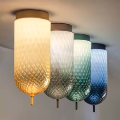 OLEV LED ceiling lamp Curuba, amber, glass, height 40 cm 2,700 K