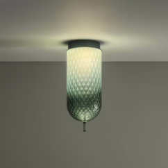 OLEV LED ceiling lamp Curuba, green, glass, height 40 cm, 2,700 K