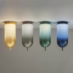 OLEV LED ceiling lamp Curuba, grey, glass, height 40 cm, 2,700 K