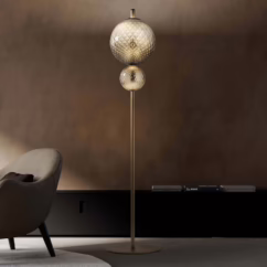 OLEV LED floor lamp TERRA&LUNA, brown, metal/glass 184 cm 927