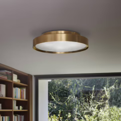 Oluce Berlin ceiling light, Ø 50 cm, brass-coloured anodised