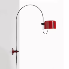 Oluce Coupé wall light, red/chrome, metal, arc