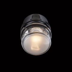 Oluce LED wall lamp Fresnel, chrome-coloured, aluminium, glass, 2,700 K