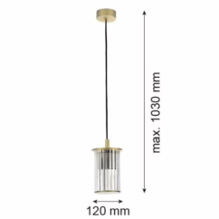 Argon Nora outdoor hanging light, gold/transparent, IP44, glass