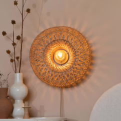 GOOD & MOJO Arizona wall lamp, natural, Ø 50 cm bamboo plug
