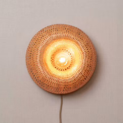 GOOD & MOJO Barbados wall lamp, natural Ø 35 cm bamboo plug