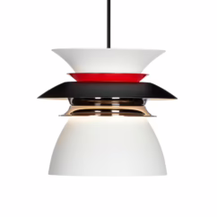 Belid Diablo LED hanging light, Ø 16.5 cm, black/red