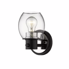 1-Light 7.5" Wall Sconce in Matte Black and Polished Nickel