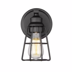 1-Light Wall Sconce In Matte Black