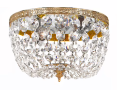 2-Light 10" Ceiling Light in Olde Brass with Clear Hand Cut Crystals