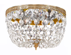 2-Light 10" Ceiling Light in Olde Brass with Clear Spectra Crystals