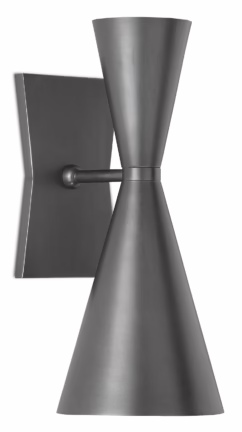 2-Light 15" Gino Wall Sconce in Dark Gray and White Interior