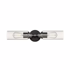 2-Light 23.5" Semi-Flush Ceiling Light in Matte Black and Brushed Nickel