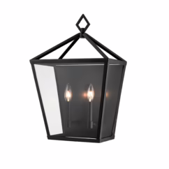 2-Light Outdoor Wall Lantern in Powder Coat Black
