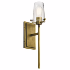 22" Clear Seeded Wall Sconce in Natural Brass