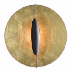 31" Pinders Wall Sconce in Contemporary Gold Leaf, Painted Contemporary Gold and French Black