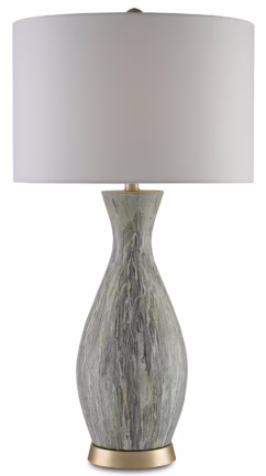 32" Rana Table Lamp in Light Green, White and Silver Leaf