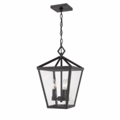 4-Light Outdoor Hanging Lantern in Powder Coat Black