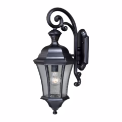 Aberdeen 1-Light Motion Sensor Outdoor Wall Light in Shiny Black