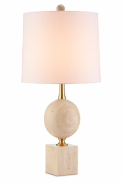 Adorno 1-Light Table Lamp in Natural with Beige with Antique Brass