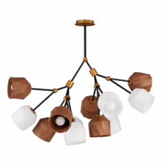 Akimbo 12-Light LED Pendant in Dark Bronze with Antique Brass
