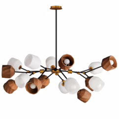 Akimbo 16-Light LED Pendant in Dark Bronze with Antique Brass