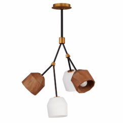 Akimbo 4-Light LED Pendant in Dark Bronze with Antique Brass
