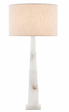 Alabastro 1-Light Table Lamp in Alabaster with Polished Nickel