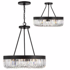 Alister 8-Light Ceiling Light in Charcoal Bronze with Clear Glass Crystals