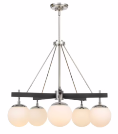 Allie 5-Light Transitional Chandelier in Black with Polished Nickel