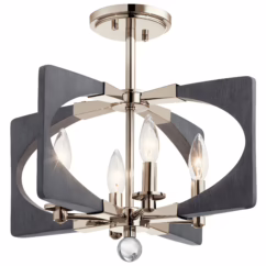 Alscar 4-Light Semi Flush Ceiling Light in Driftwood Grey