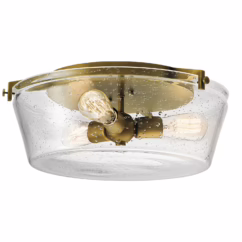 Alton 3-Light Clear Seeded Ceiling Light in Natural Brass