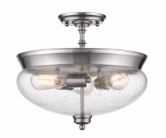 Amon 3-Light Semi Flush Mount Ceiling Light In Brushed Nickel