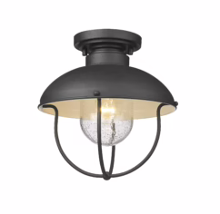 Ansel 1-Light Outdoor Flush Ceiling Mount Fixture Ceiling Light In Black