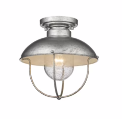 Ansel 1-Light Outdoor Flush Ceiling Mount Fixture Ceiling Light In Galvanized