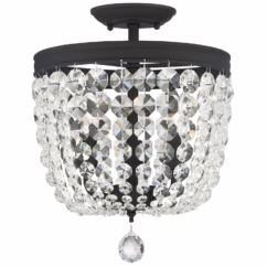 Archer 3-Light Ceiling Light in Black Forged with Swarovski Strass Crystal Crystals