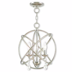 Aria 3-Light Mini Chandelier with Ceiling Mount in Polished Nickel