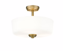 Arlington 3-Light Semi Flush Mount Ceiling Light In Heritage Brass