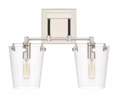 Arlo 2-Light Wall Sconce in Black with Polished Nickel