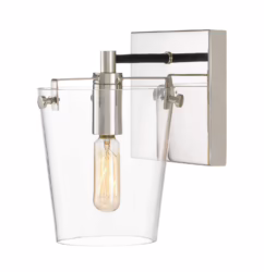 Arlo Wall Sconce in Black with Polished Nickel