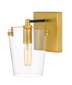 Arlo Wall Sconce in Black with Satin Brass