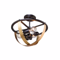 Artcraft Capri 3-Light Ceiling Light in Dark Bronze & Satin Brass