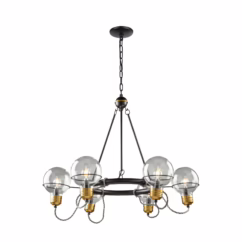 Artcraft Martina 6-Light Chandelier in Black and Brushed Brass