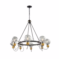 Artcraft Martina 8-Light Chandelier in Black and Brushed Brass