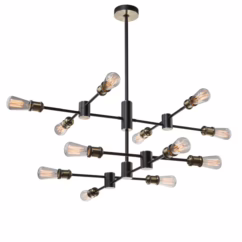Artcraft Tribeca 12-Light Chandelier in Matte Black & Satin Brass