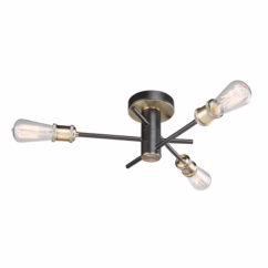 Artcraft Tribeca 3-Light Ceiling Light in Matte Black & Satin Brass