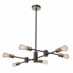 Artcraft Tribeca 6-Light Chandelier in Matte Black & Satin Brass