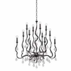 Aveline 12-Light Chandelier in Blackened Silver Leaf