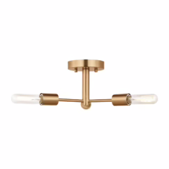 Axis 3-Light Semi-Flush Ceiling Light in Satin Brass