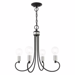 Bari 4-Light Chandelier in Black w with Brushed Nickels